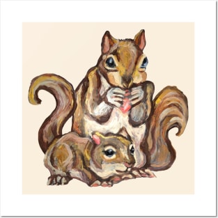 Squirrel Mom and Baby Posters and Art